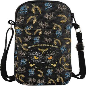 Violet Dragon Themed Canvas Zipper Wallet Phone Bag for Women, Waterproof, Multi